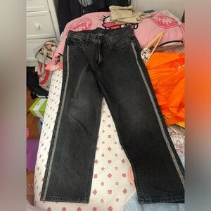 Embellished side stripe accent jeans